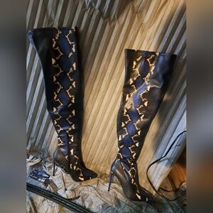 Faux snakeskin women's boots